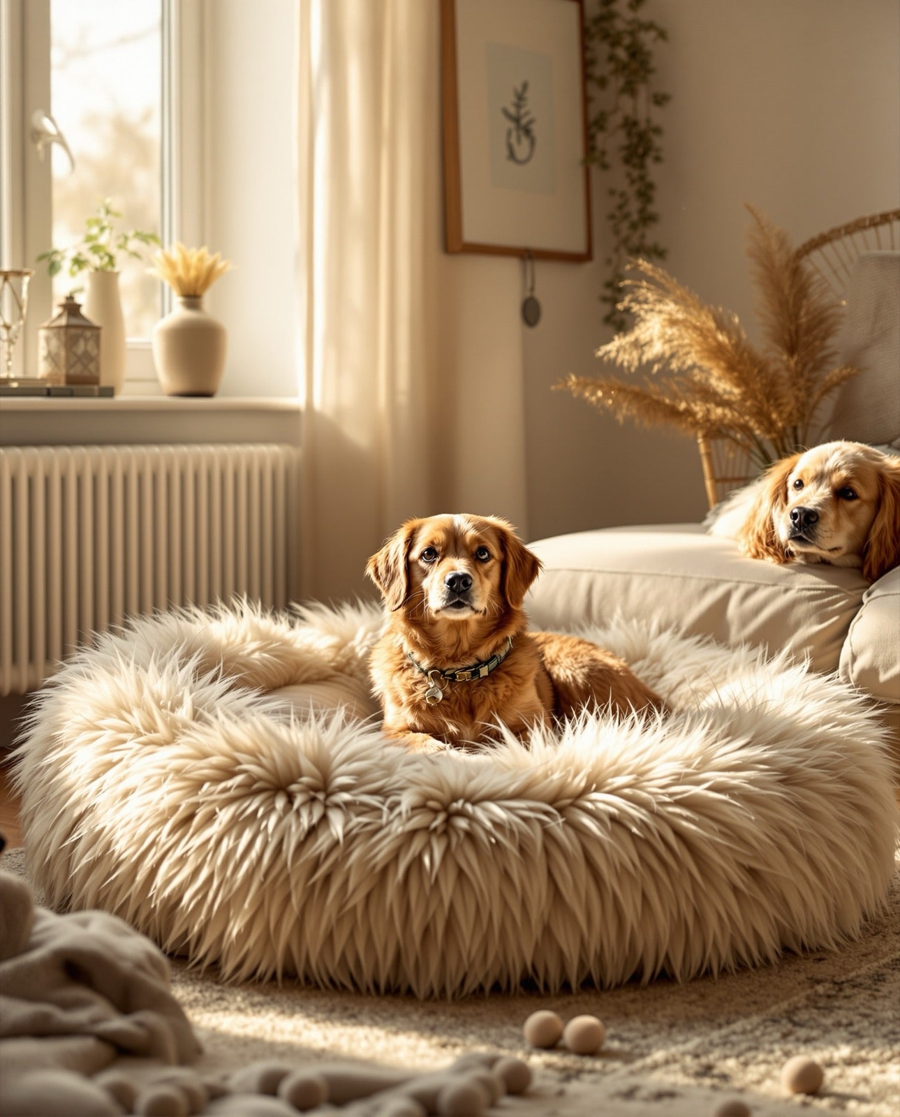 Dos perros descansando en camas KANIL en una sala
